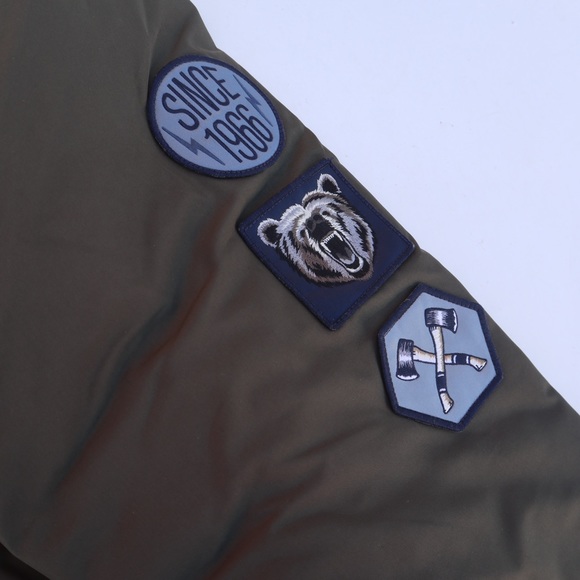 The North Face Jacket Mens Military Green Olive Patched Quilted Size Large - Picture 7 of 9